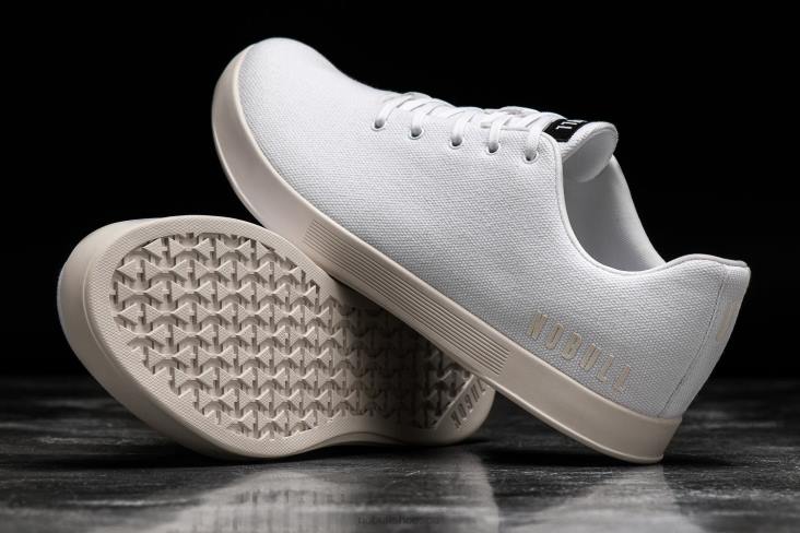 6DJZ10 Men White Ivory Canvas Trainer Nobull