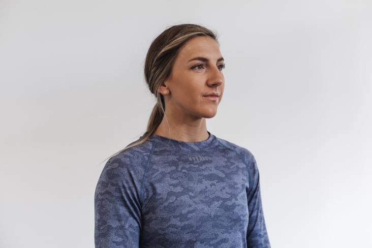 6DJZ1154 Women Lightweight Textured Long Sleeve Tee Nobull