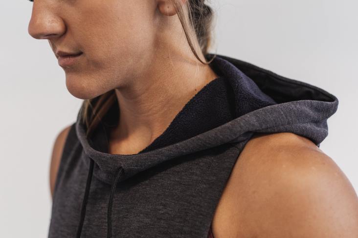 6DJZ1195 Women Microplush Sleeveless Hoodie Nobull