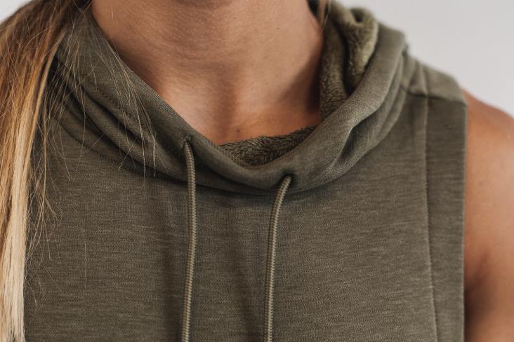 6DJZ1196 Women Microplush Sleeveless Hoodie Nobull