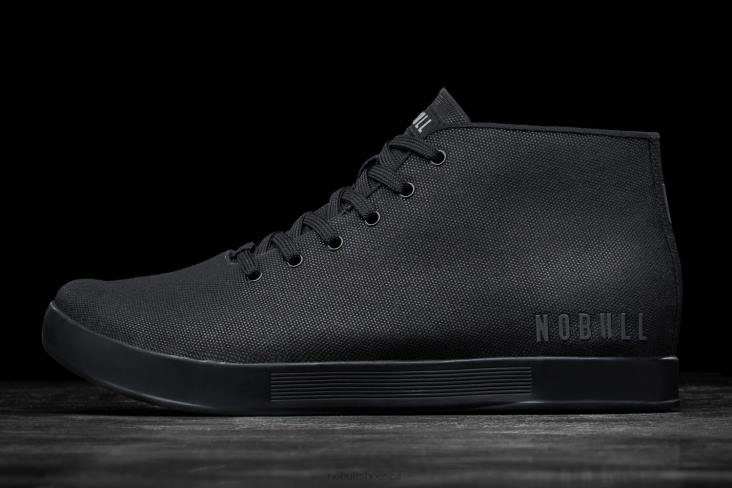 6DJZ13 Men Black Canvas Mid Trainer Nobull