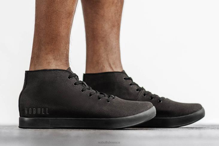 6DJZ13 Men Black Canvas Mid Trainer Nobull