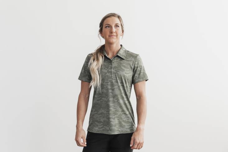 6DJZ1329 Women Lightweight Textured Polo Nobull