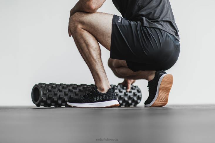 6DJZ165 Men Black White Mesh Runner Nobull