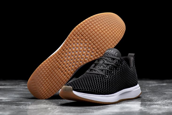 6DJZ165 Men Black White Mesh Runner Nobull