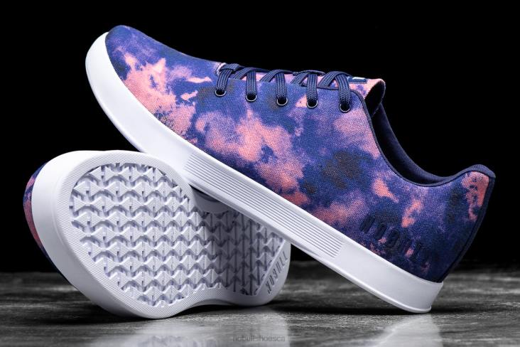 6DJZ21 Men Indigo  Pink Tie-Dye Canvas Trainer Nobull