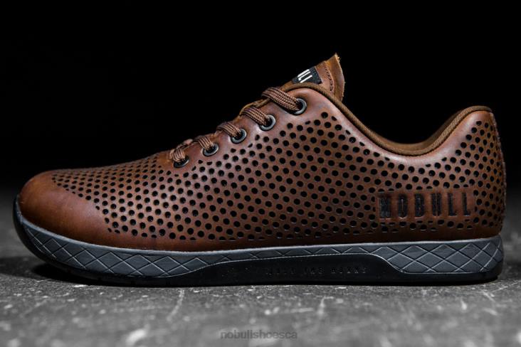 6DJZ26 Men Coffee Grey Leather Trainer Nobull