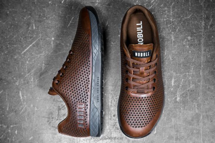 6DJZ26 Men Coffee Grey Leather Trainer Nobull