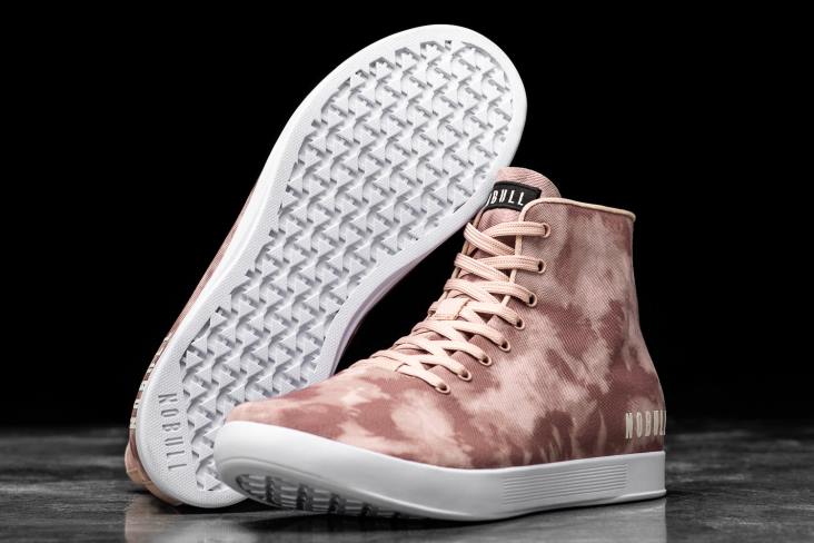 6DJZ33 Men High-Top Dusty Rose Tie-Dye Canvas Trainer Nobull