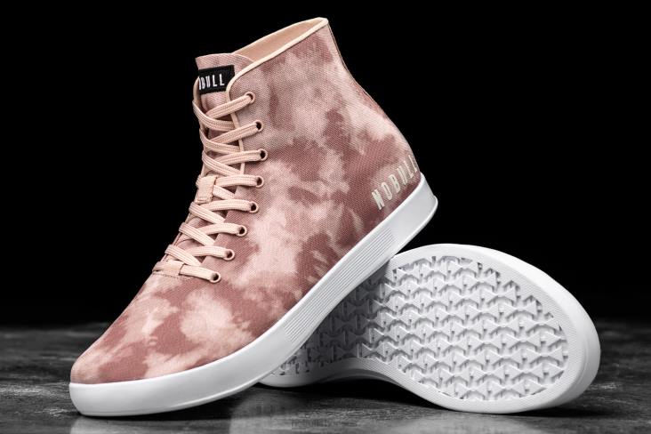 6DJZ33 Men High-Top Dusty Rose Tie-Dye Canvas Trainer Nobull
