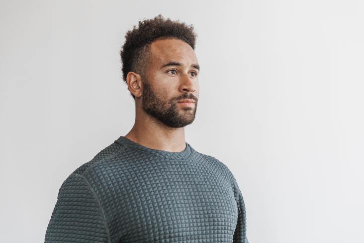 6DJZ351 Men Quilted Crew Pullover Nobull