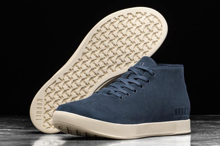 6DJZ45 Men Navy Ivory Suede Mid Trainer Nobull