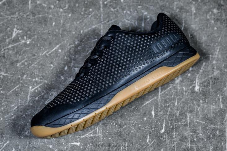 6DJZ47 Men Black Gum Leather Trainer Nobull