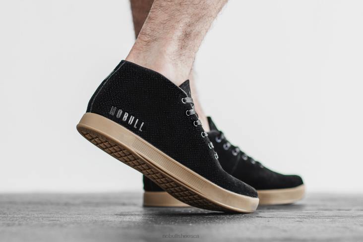 6DJZ48 Men Black Dark Gum Suede Mid Trainer Nobull