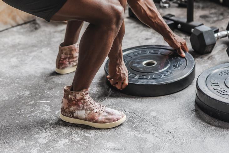 6DJZ49 Men High-Top Earth Tie-Dye Canvas Trainer Nobull