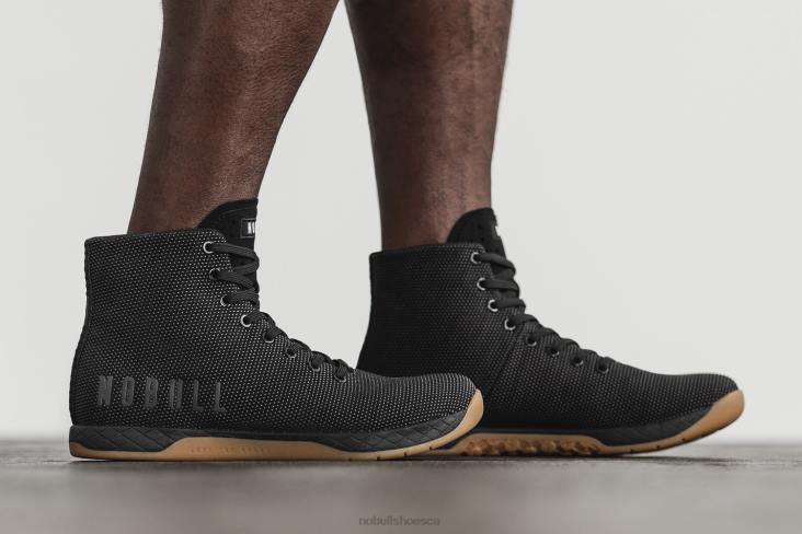 6DJZ5 Men High-Top Black Gum Trainer Nobull