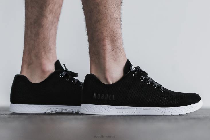 6DJZ52 Men Black White Suede Trainer Nobull