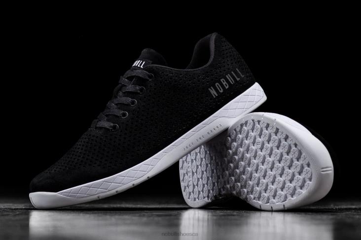 6DJZ52 Men Black White Suede Trainer Nobull