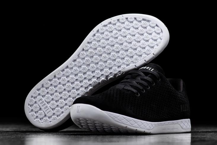 6DJZ52 Men Black White Suede Trainer Nobull