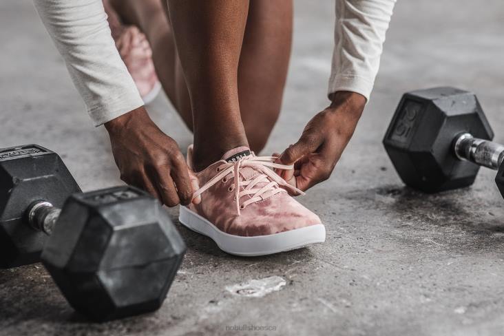 6DJZ527 Women Dusty Rose Tie-Dye Canvas Trainer Nobull