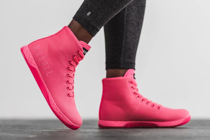 6DJZ528 Women High-Top Neon Pink Trainer Nobull