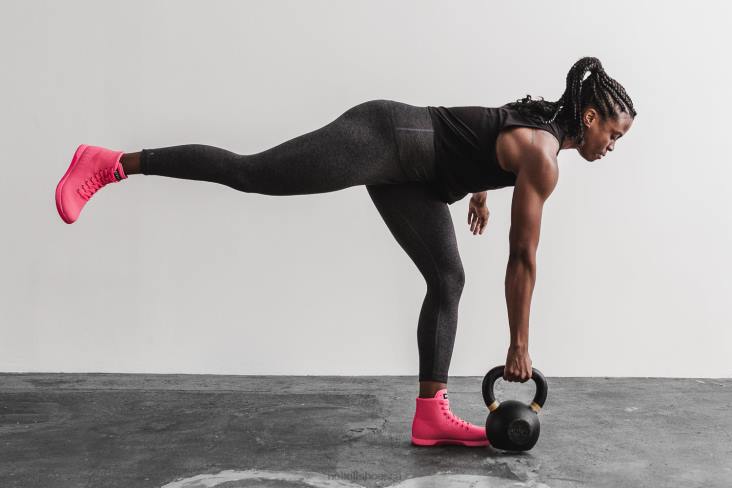 6DJZ528 Women High-Top Neon Pink Trainer Nobull