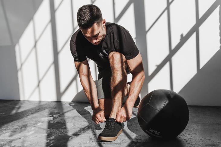 6DJZ54 Men Black Dark Gum Suede Trainer Nobull