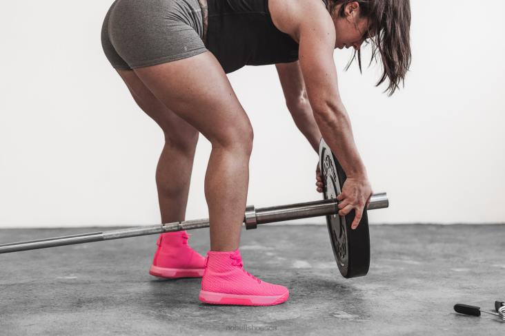 6DJZ546 Women High-Top Neon Pink Trainer+ Nobull