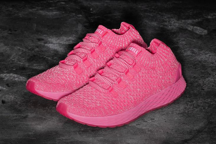 6DJZ585 Women Neon Pink Reflective Knit Runner Nobull