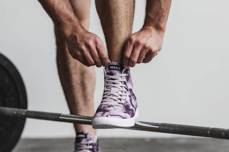 6DJZ71 Men High-Top Wisteria Tie-Dye Canvas Trainer Nobull