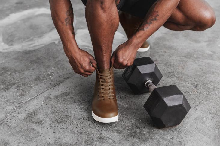 6DJZ77 Men High-Top Chestnut Leather Trainer Nobull