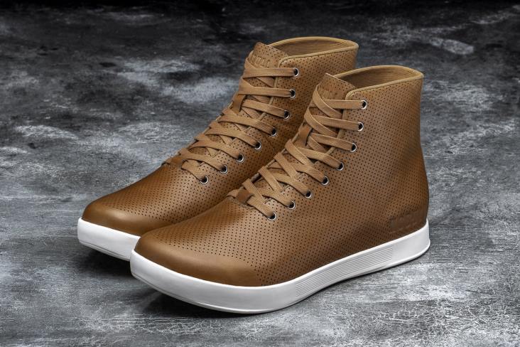 6DJZ77 Men High-Top Chestnut Leather Trainer Nobull