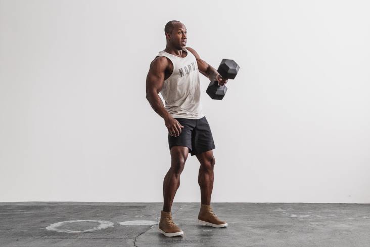 6DJZ77 Men High-Top Chestnut Leather Trainer Nobull