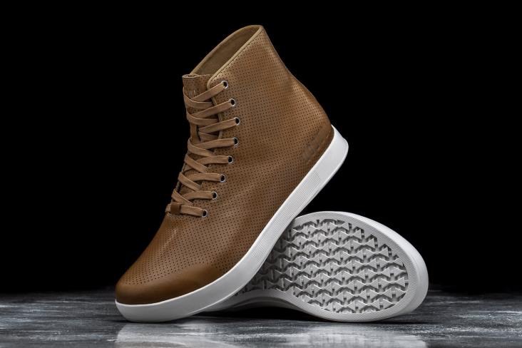 6DJZ77 Men High-Top Chestnut Leather Trainer Nobull