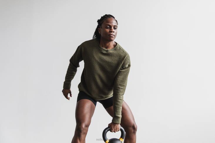 6DJZ797 Women Quilted Crew Pullover Nobull