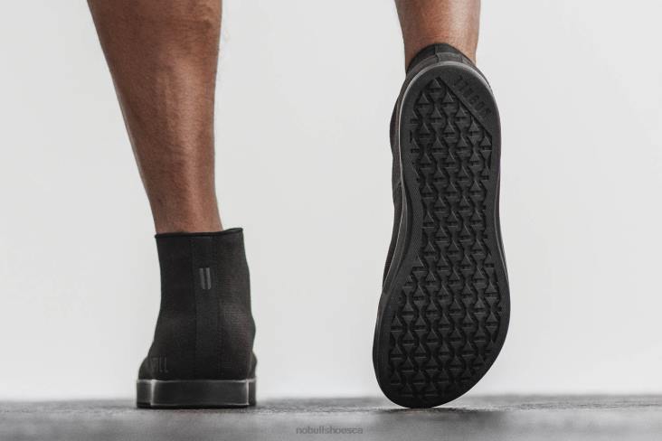 6DJZ86 Men High-Top Black Canvas Trainer Nobull