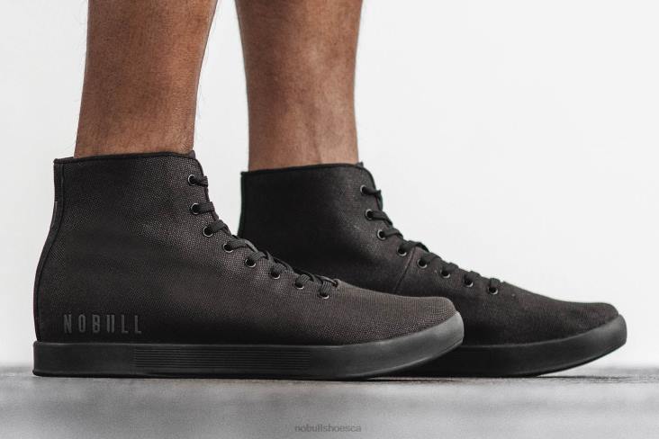 6DJZ86 Men High-Top Black Canvas Trainer Nobull