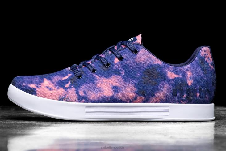 6DJZ21 Men Indigo & Pink Tie-Dye Canvas Trainer Nobull