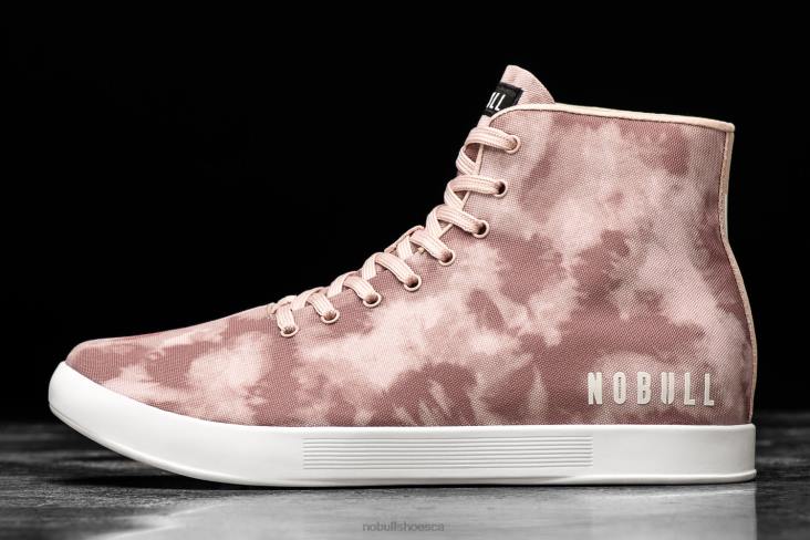 6DJZ33 Men High-Top Dusty Rose Tie-Dye Canvas Trainer Nobull