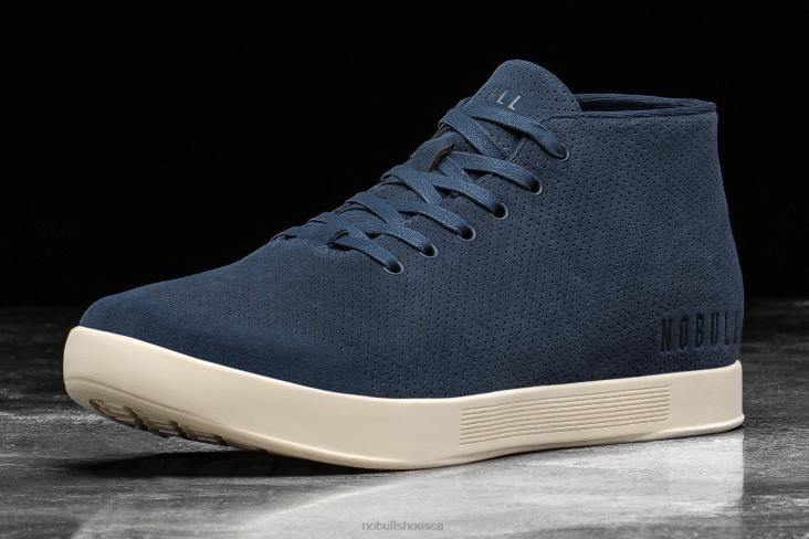 6DJZ45 Men Navy Ivory Suede Mid Trainer Nobull