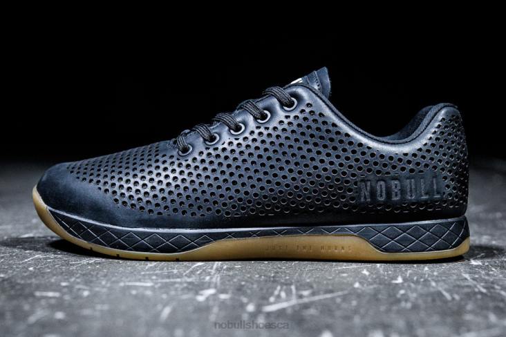 6DJZ47 Men Black Gum Leather Trainer Nobull