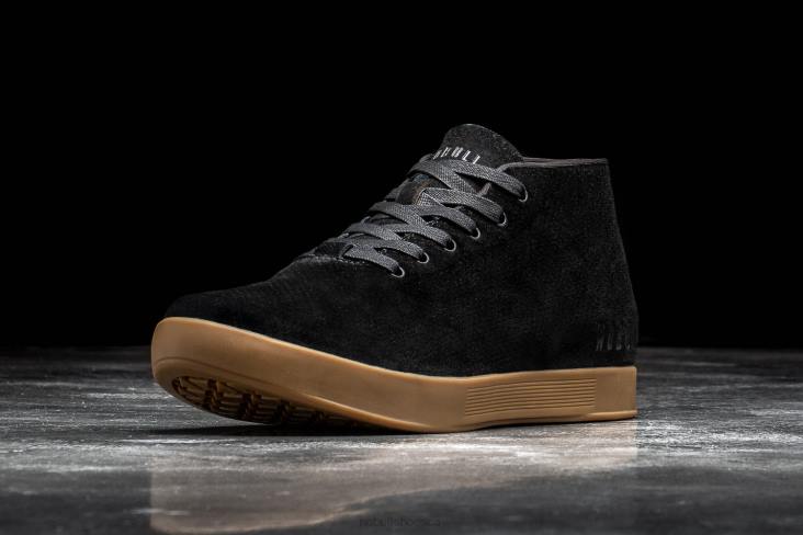 6DJZ48 Men Black Dark Gum Suede Mid Trainer Nobull