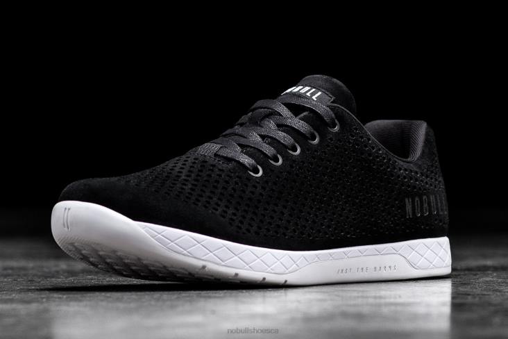 6DJZ52 Men Black White Suede Trainer Nobull