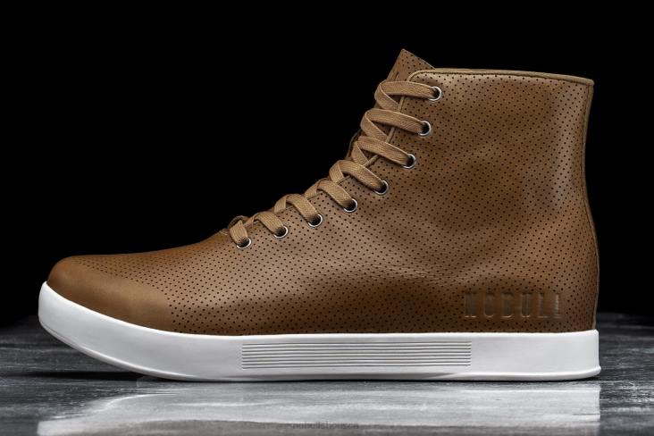 6DJZ77 Men High-Top Chestnut Leather Trainer Nobull