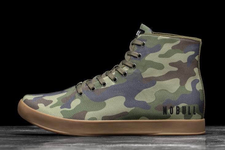 6DJZ533 Women High-Top Forest Camo Canvas Trainer Nobull